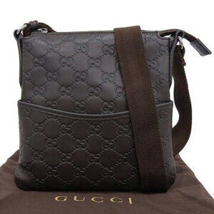 Gucci Guccissima GG Crossbody Shoulder Bag Black Leather
